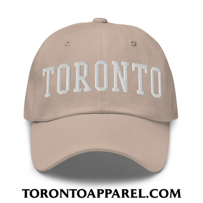 Toronto College Varsity Block Embroidered Unstructured Dad Hat - Stone - Toronto Apparel