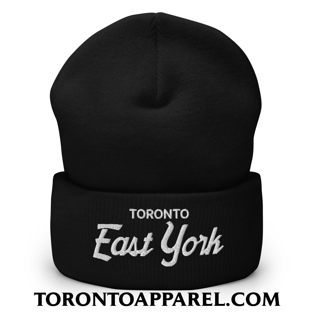 Toronto East York Embroidered Cuffed Knit Beanie - Black - Toronto Apparel