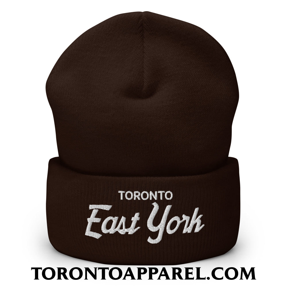 Toronto East York Embroidered Cuffed Knit Beanie - Brown - Toronto Apparel