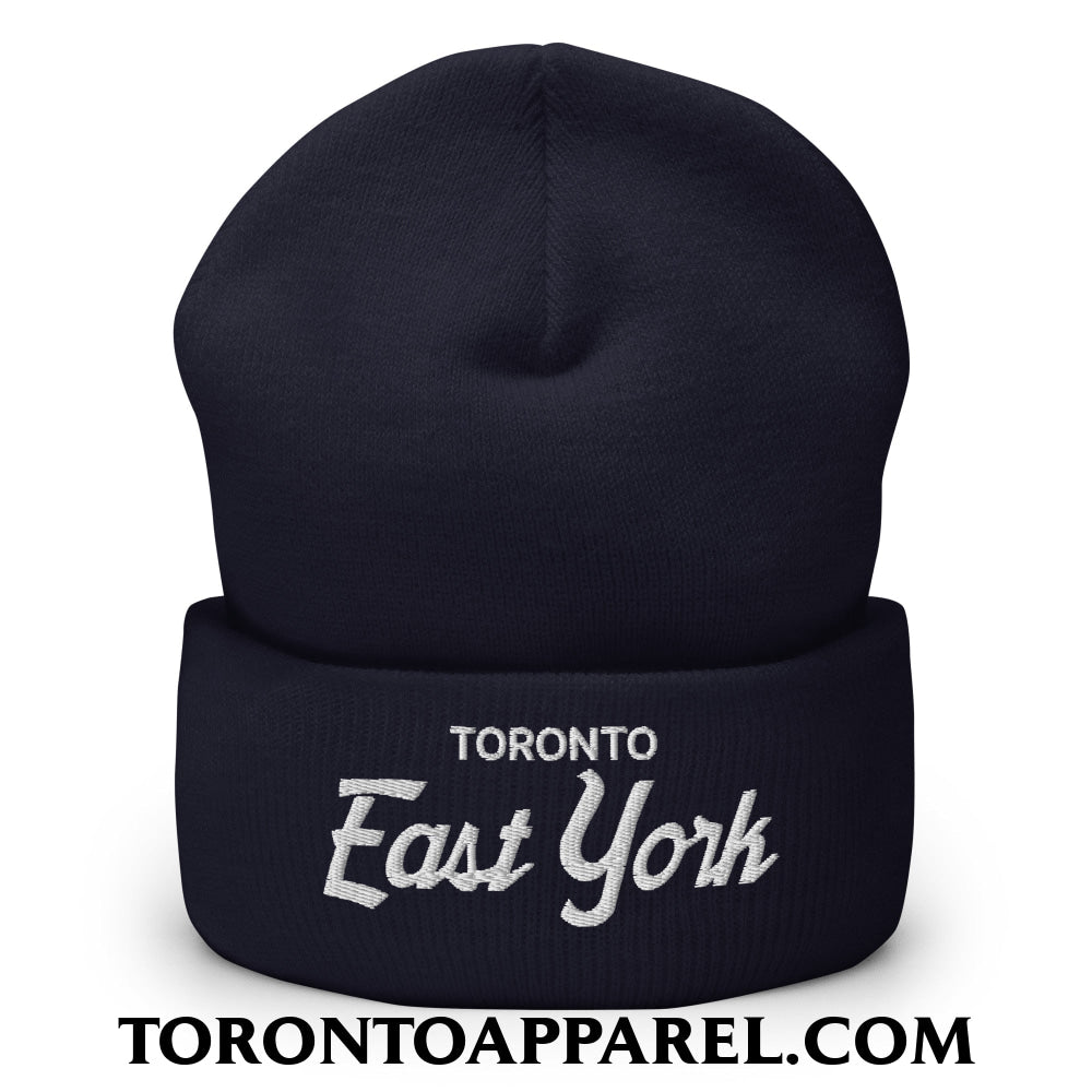 Toronto East York Embroidered Cuffed Knit Beanie - Navy - Toronto Apparel