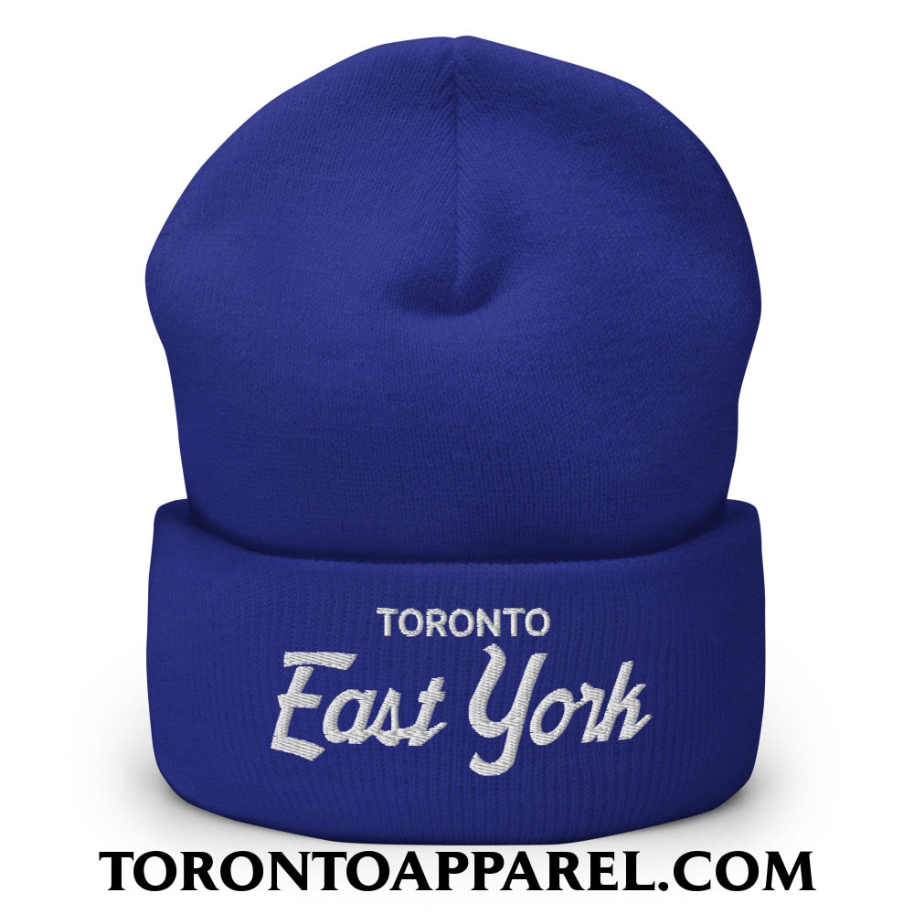 Toronto East York Embroidered Cuffed Knit Beanie - Royal - Toronto Apparel