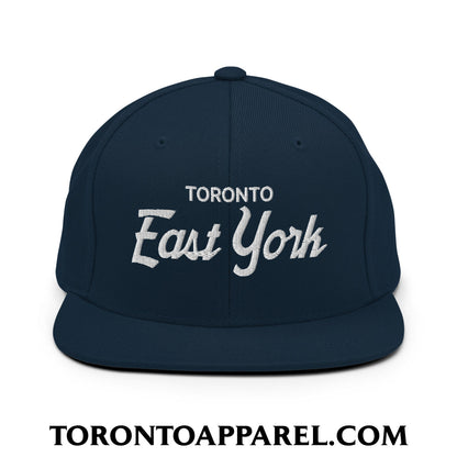 Toronto East York Embroidered Flat Brim Bill Snapback Hat - Dark Navy - Toronto Apparel