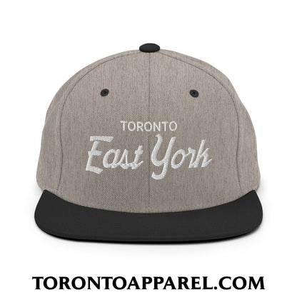 Toronto East York Embroidered Flat Brim Bill Snapback Hat - Heather/Black - Toronto Apparel