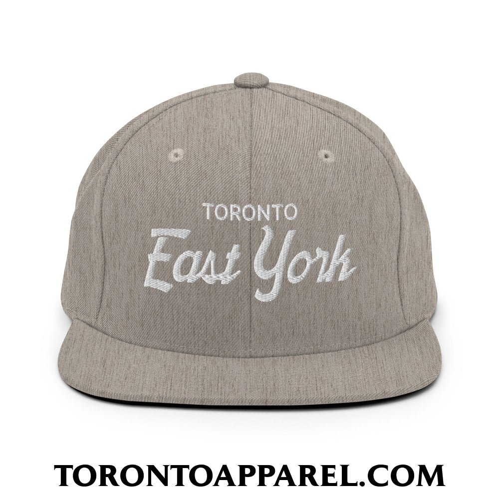 Toronto East York Embroidered Flat Brim Bill Snapback Hat - Heather Grey - Toronto Apparel
