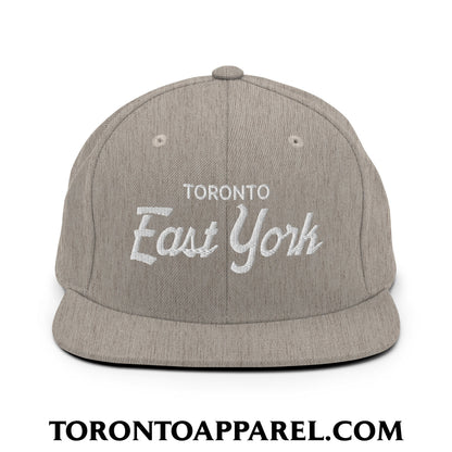 Toronto East York Embroidered Flat Brim Bill Snapback Hat - Heather Grey - Toronto Apparel