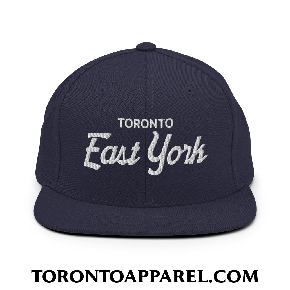 Toronto East York Embroidered Flat Brim Bill Snapback Hat - Navy - Toronto Apparel