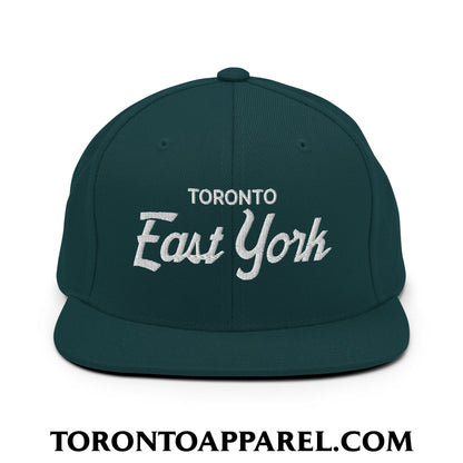 Toronto East York Embroidered Flat Brim Bill Snapback Hat - Spruce - Toronto Apparel