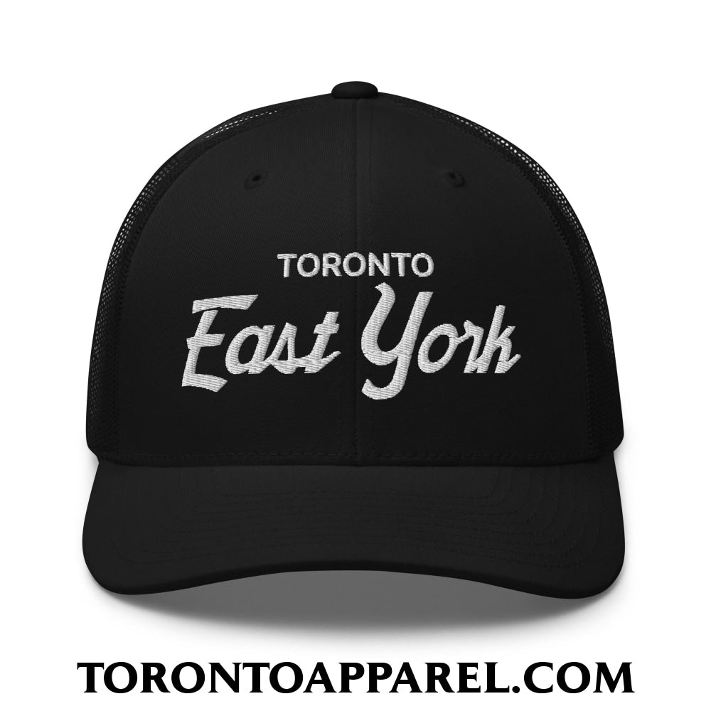 Toronto East York Embroidered Mesh Trucker Hat - Black - Toronto Apparel
