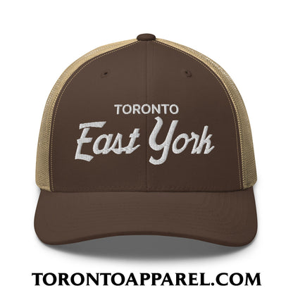 Toronto East York Embroidered Mesh Trucker Hat - Brown/ Khaki - Toronto Apparel