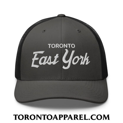 Toronto East York Embroidered Mesh Trucker Hat - Charcoal/ Black - Toronto Apparel