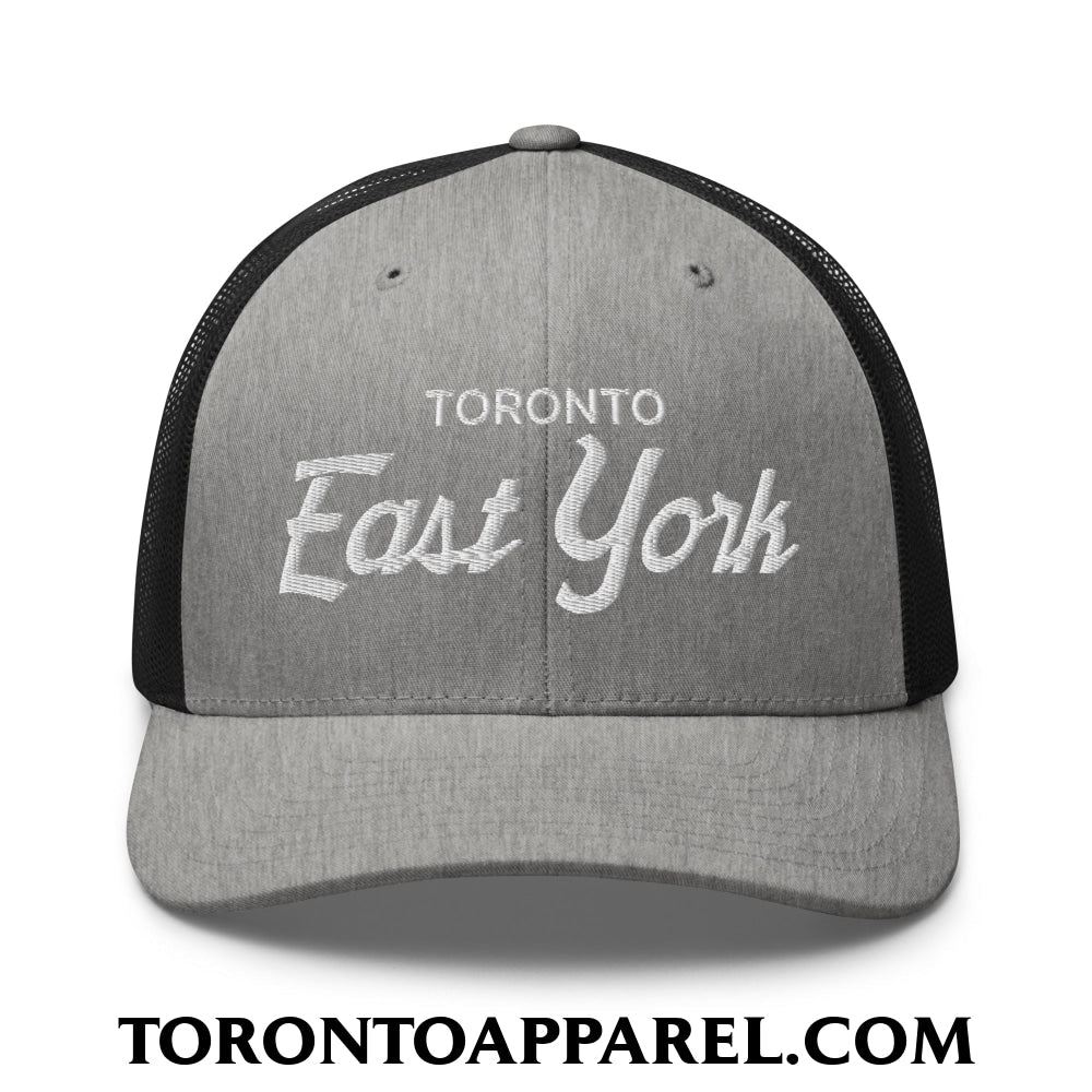Toronto East York Embroidered Mesh Trucker Hat - Heather/ Black - Toronto Apparel