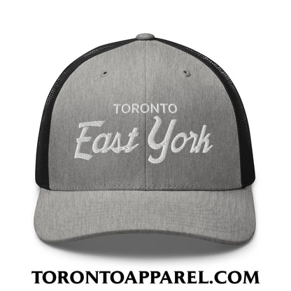 Toronto East York Embroidered Mesh Trucker Hat - Heather/ Black - Toronto Apparel