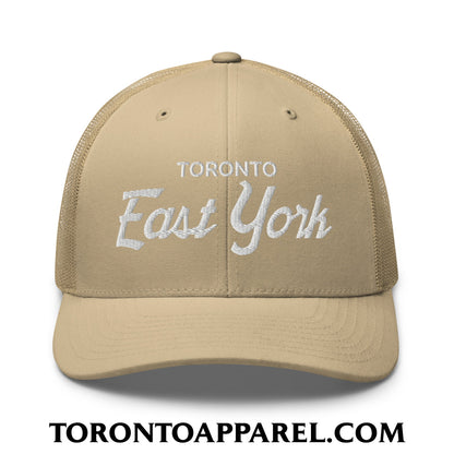 Toronto East York Embroidered Mesh Trucker Hat - Khaki - Toronto Apparel