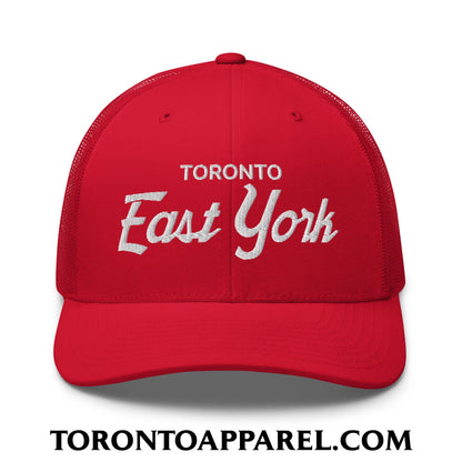 Toronto East York Embroidered Mesh Trucker Hat - Red - Toronto Apparel