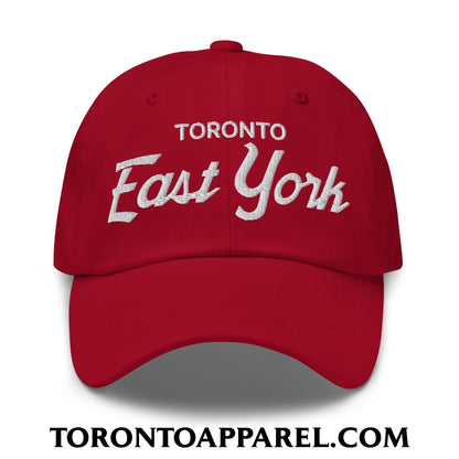 Toronto East York Embroidered Unstructured Dad Hat - Cranberry - Toronto Apparel