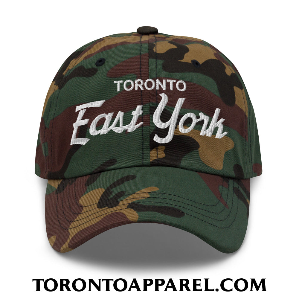 Toronto East York Embroidered Unstructured Dad Hat - Green Camo - Toronto Apparel