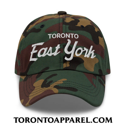 Toronto East York Embroidered Unstructured Dad Hat - Green Camo - Toronto Apparel