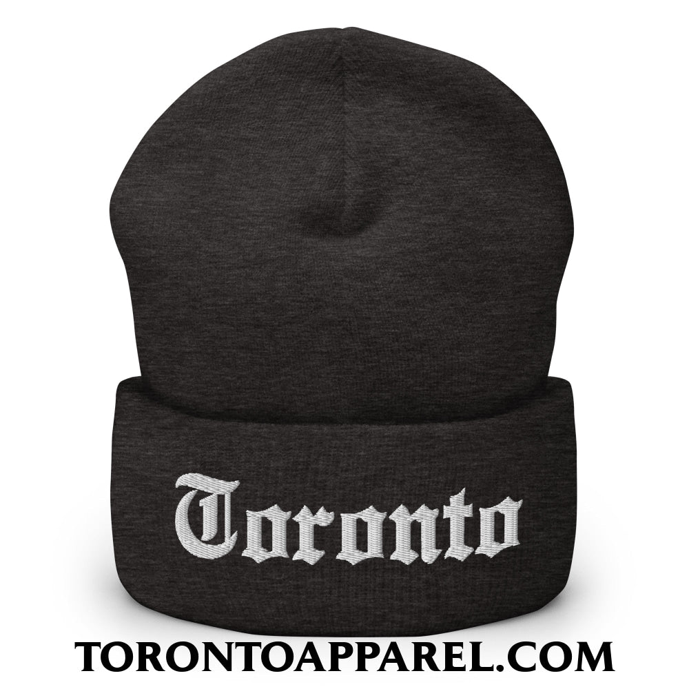 Toronto Old English Embroidered Cuffed Knit Beanie - Dark Grey - Toronto Apparel