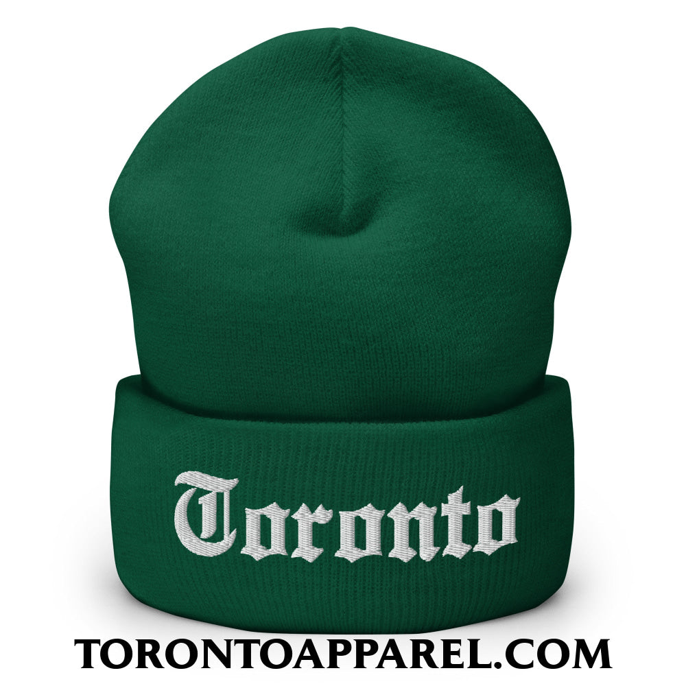 Toronto Old English Embroidered Cuffed Knit Beanie - Spruce - Toronto Apparel