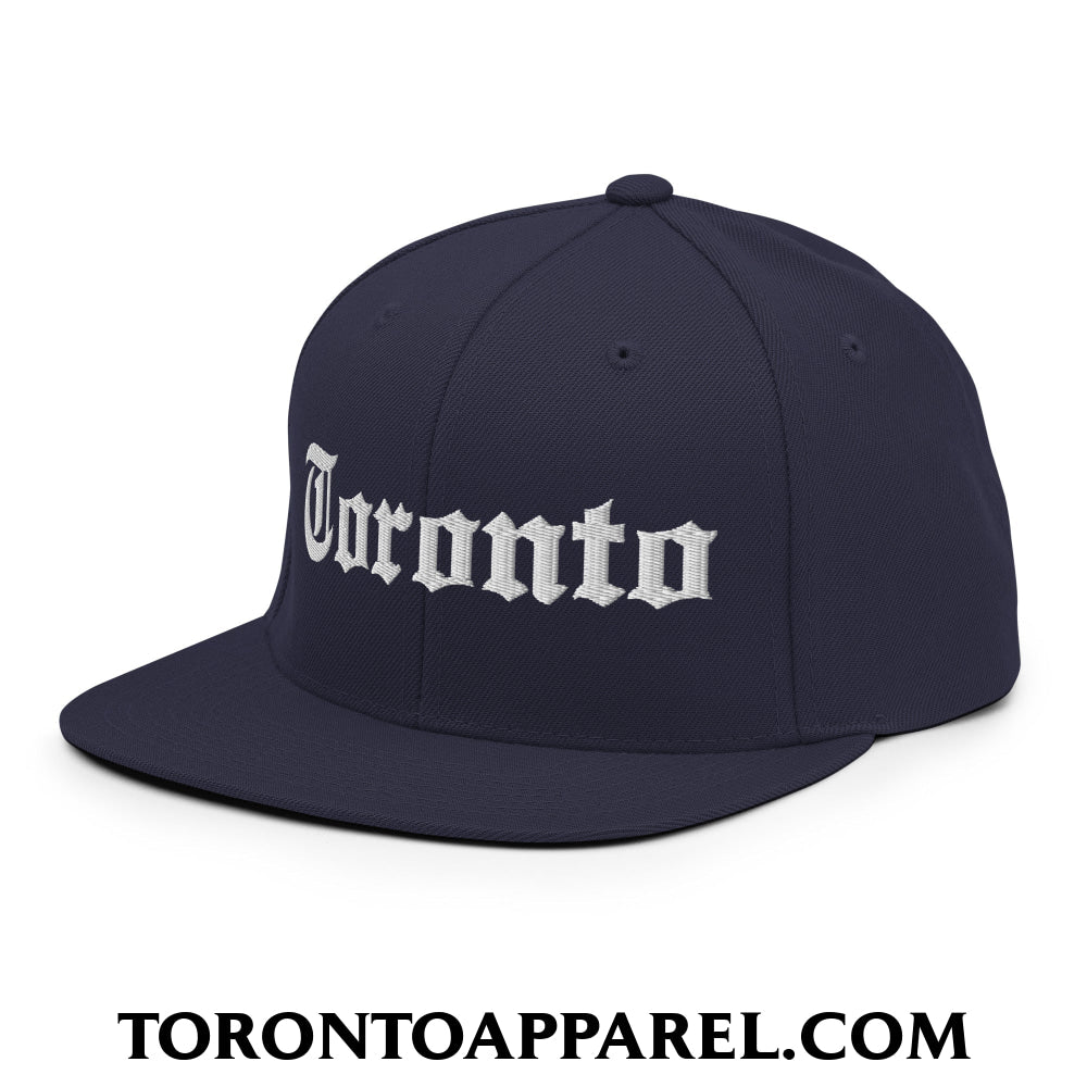 Toronto Old English Embroidered Flat Brim Bill Snapback Hat - Toronto Apparel