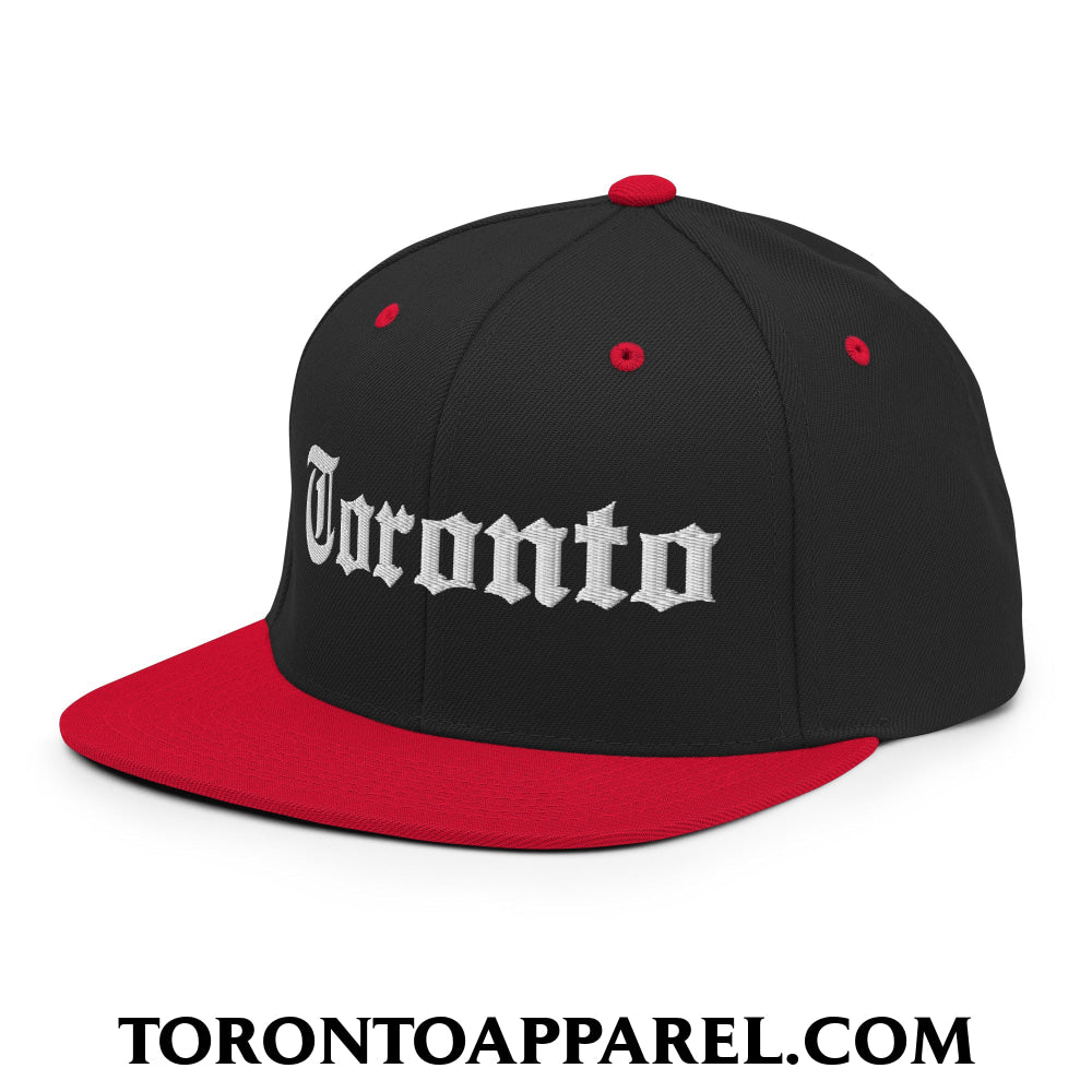 Toronto Old English Embroidered Flat Brim Bill Snapback Hat - Toronto Apparel