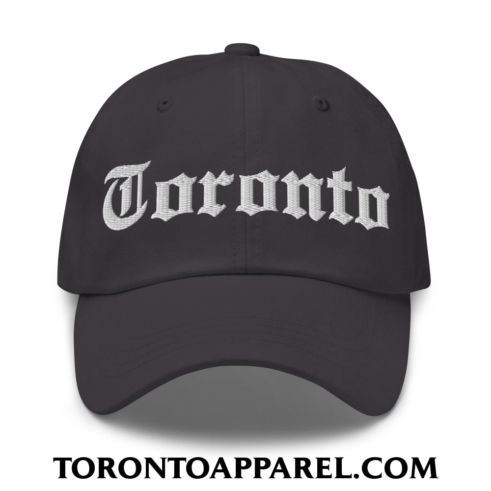 Toronto Old English Embroidered Unstructured Dad Hat - Dark Grey - Toronto Apparel