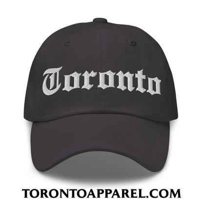 Toronto Old English Embroidered Unstructured Dad Hat - Dark Grey - Toronto Apparel