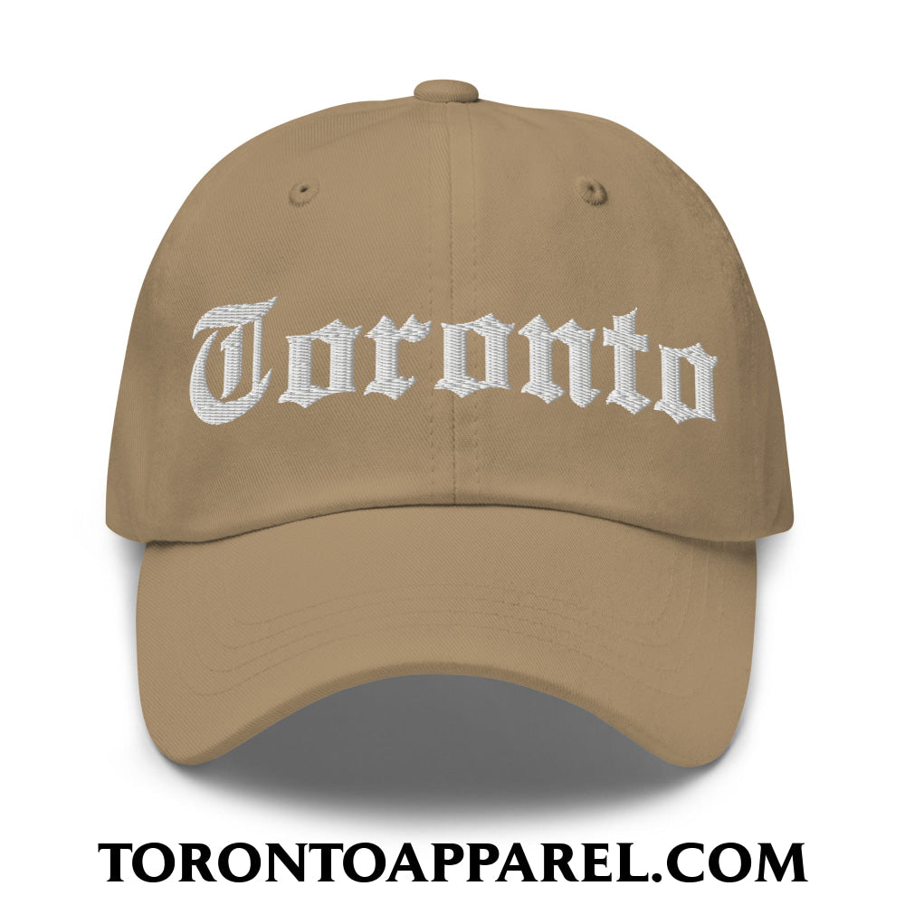 Toronto Old English Embroidered Unstructured Dad Hat - Khaki - Toronto Apparel