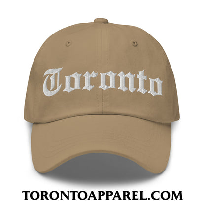 Toronto Old English Embroidered Unstructured Dad Hat - Khaki - Toronto Apparel