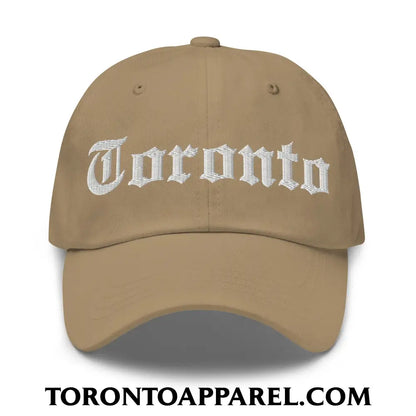 Toronto Old English Embroidered Unstructured Dad Hat - Khaki - Toronto Apparel