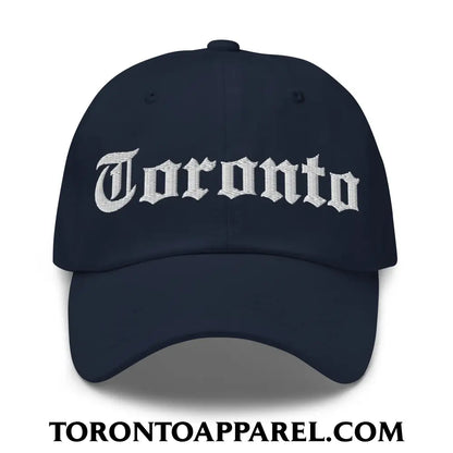 Toronto Old English Embroidered Unstructured Dad Hat - Navy - Toronto Apparel