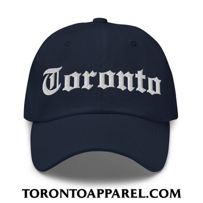 Toronto Old English Embroidered Unstructured Dad Hat - Navy - Toronto Apparel