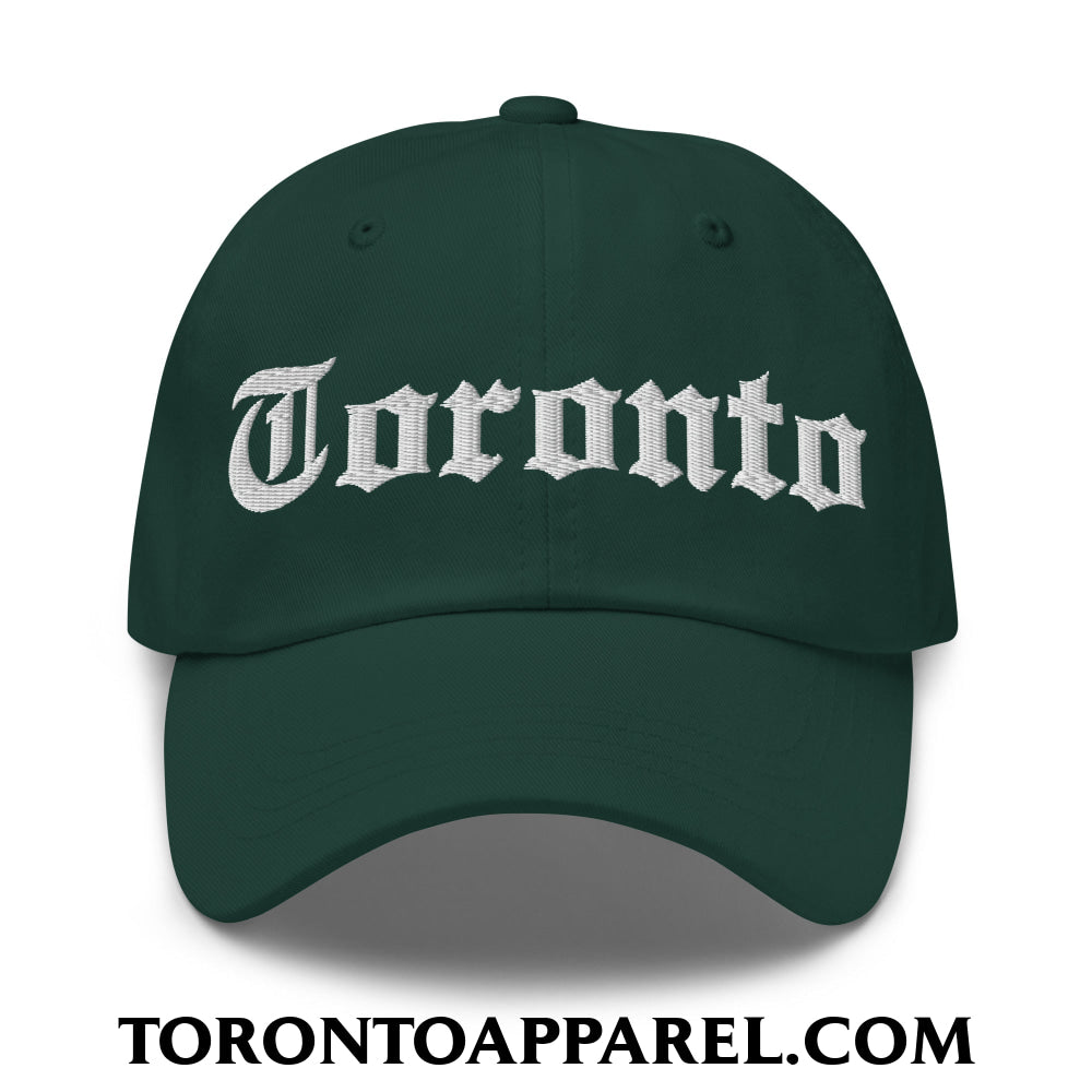 Toronto Old English Embroidered Unstructured Dad Hat - Spruce - Toronto Apparel