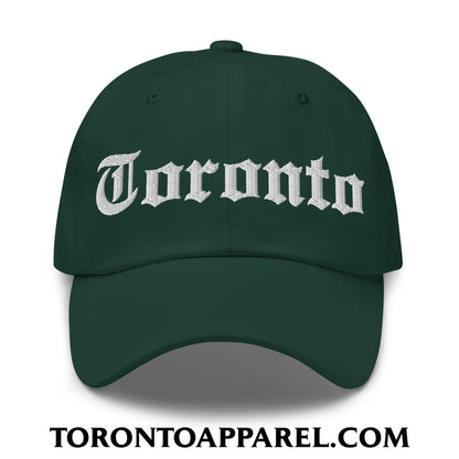 Toronto Old English Embroidered Unstructured Dad Hat - Spruce - Toronto Apparel