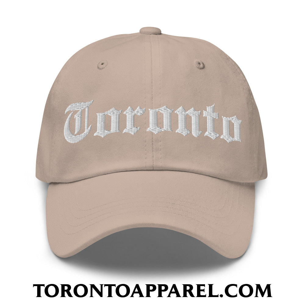 Toronto Old English Embroidered Unstructured Dad Hat - Stone - Toronto Apparel