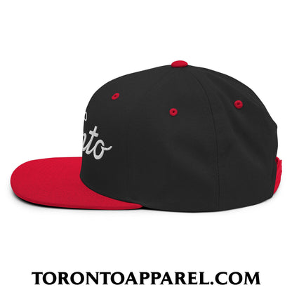 Toronto Ontario Classic Sports Script Embroidered Flat Brim Bill Snapback Hat - Toronto Apparel