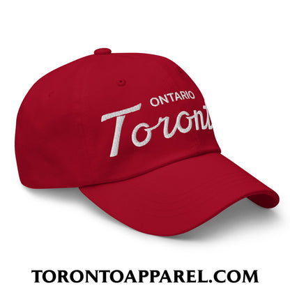 Toronto Ontario Classic Sports Script Embroidered Unstructured Dad Hat - Toronto Apparel