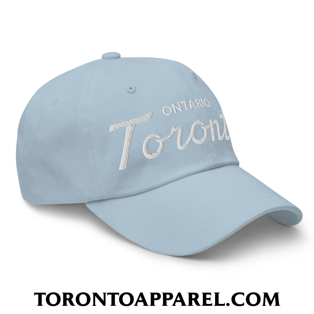 Toronto Ontario Classic Sports Script Embroidered Unstructured Dad Hat - Toronto Apparel