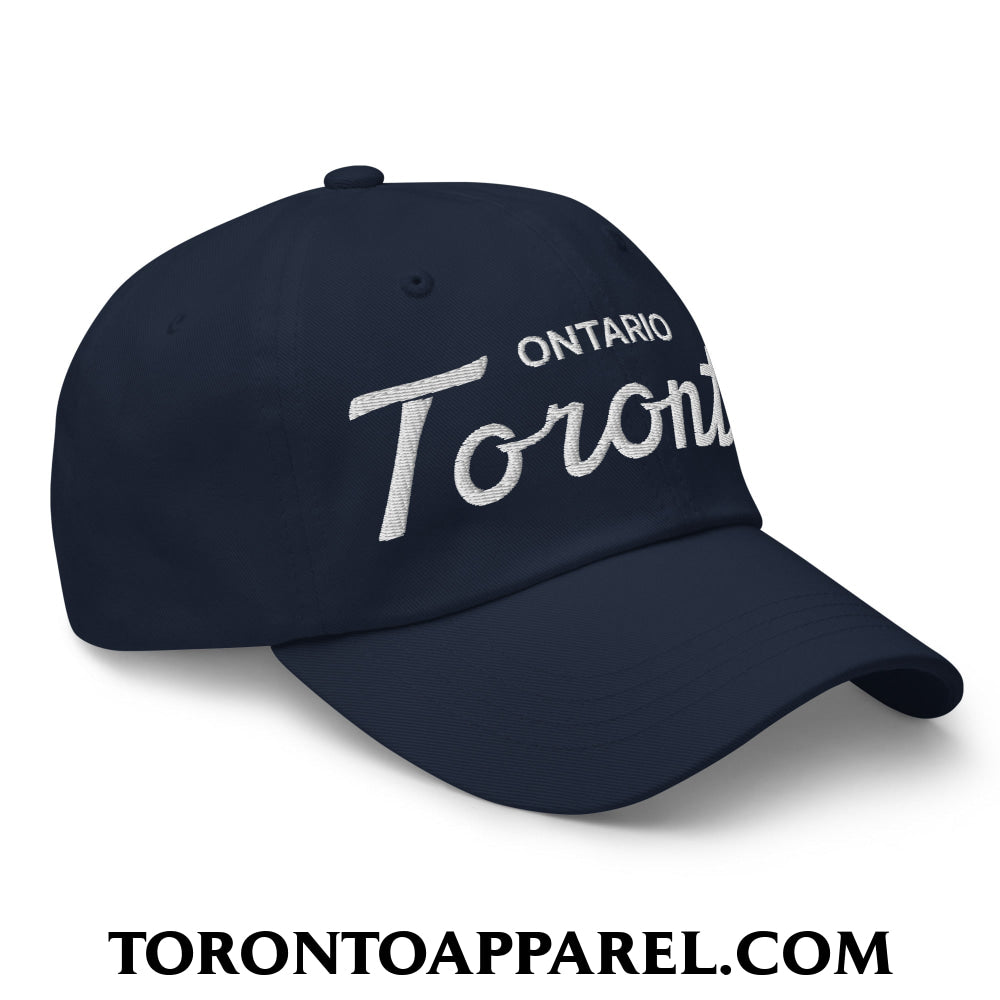 Toronto Ontario Classic Sports Script Embroidered Unstructured Dad Hat - Toronto Apparel