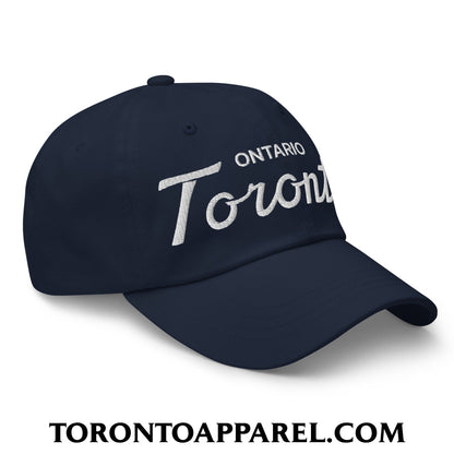 Toronto Ontario Classic Sports Script Embroidered Unstructured Dad Hat - Toronto Apparel