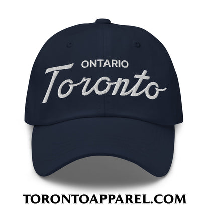Toronto Ontario Classic Sports Script Embroidered Unstructured Dad Hat - Navy - Toronto Apparel