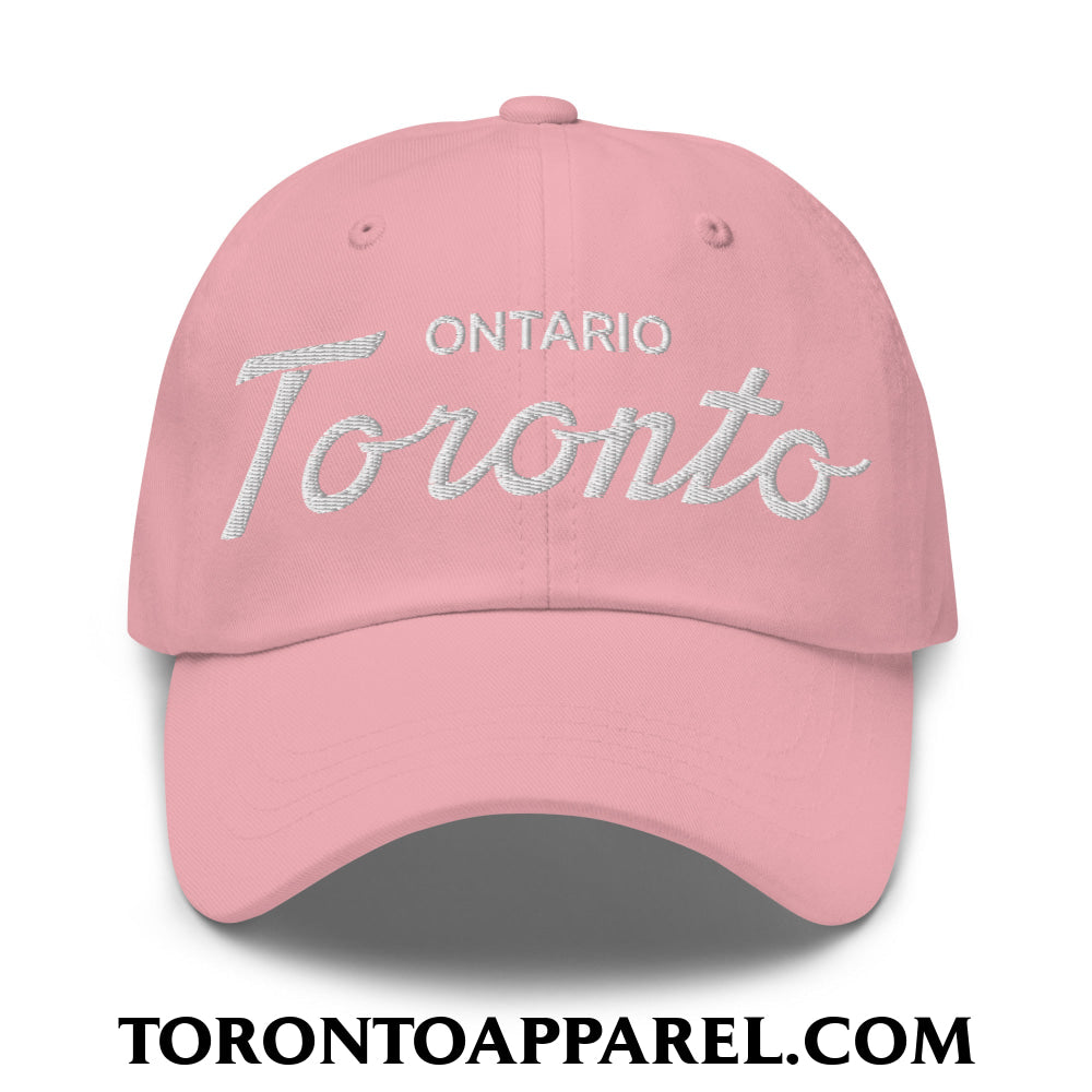 Toronto Ontario Classic Sports Script Embroidered Unstructured Dad Hat - Pink - Toronto Apparel