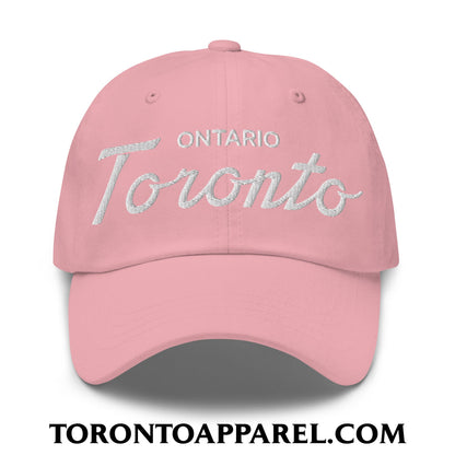 Toronto Ontario Classic Sports Script Embroidered Unstructured Dad Hat - Pink - Toronto Apparel