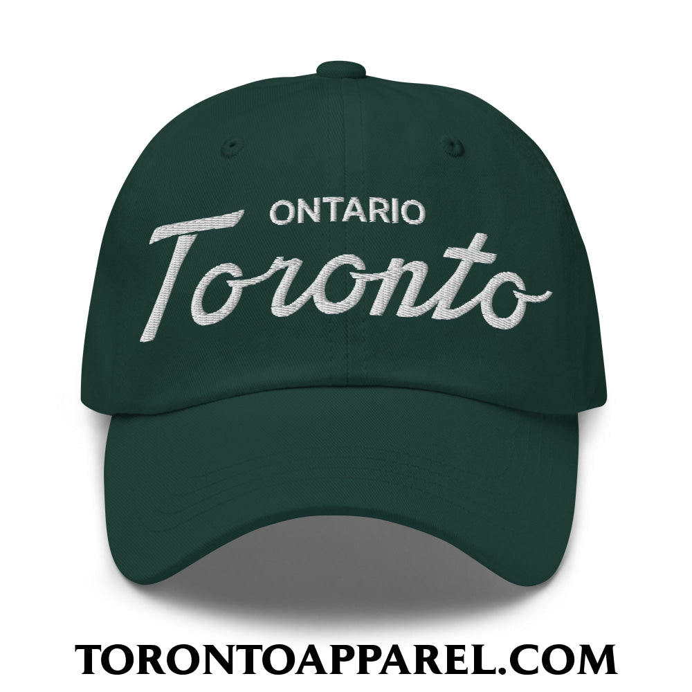 Toronto Ontario Classic Sports Script Embroidered Unstructured Dad Hat - Spruce - Toronto Apparel