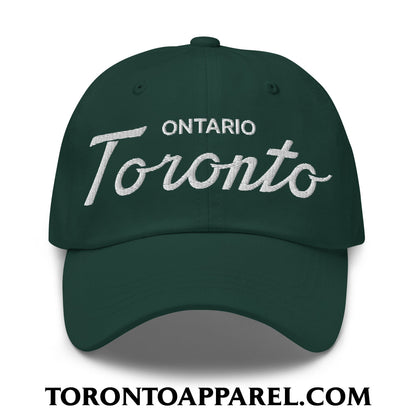 Toronto Ontario Classic Sports Script Embroidered Unstructured Dad Hat - Spruce - Toronto Apparel