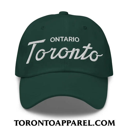 Toronto Ontario Classic Sports Script Embroidered Unstructured Dad Hat - Spruce - Toronto Apparel