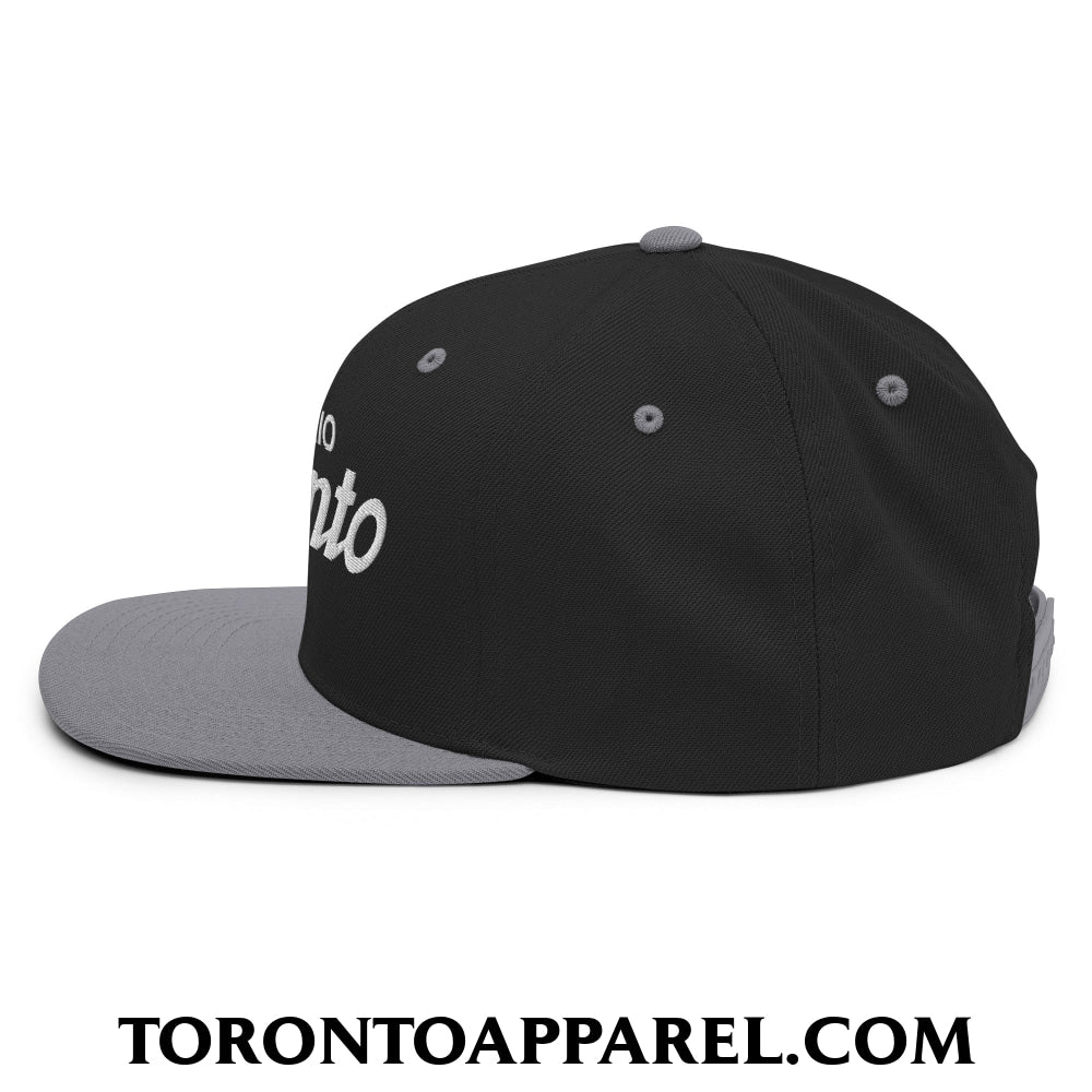 Toronto Ontario Vintage Sports Script Embroidered Flat Brim Bill Snapback Hat - Toronto Apparel