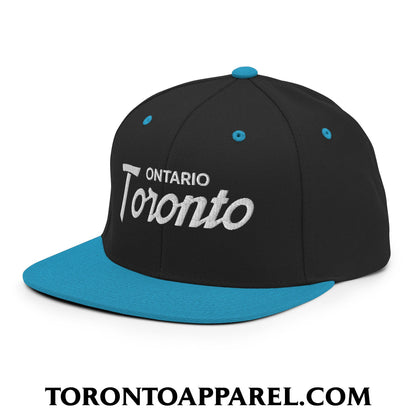 Toronto Ontario Vintage Sports Script Embroidered Flat Brim Bill Snapback Hat - Toronto Apparel