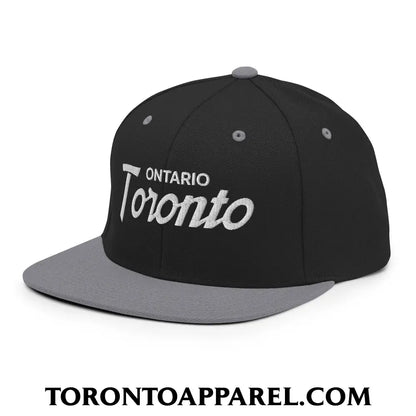 Toronto Ontario Vintage Sports Script Embroidered Flat Brim Bill Snapback Hat - Toronto Apparel
