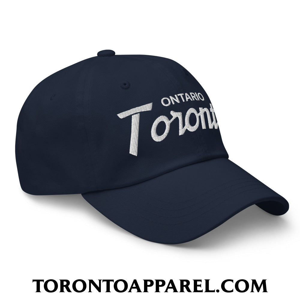 Toronto Ontario Vintage Sports Script Embroidered Unstructured Dad Hat - Toronto Apparel